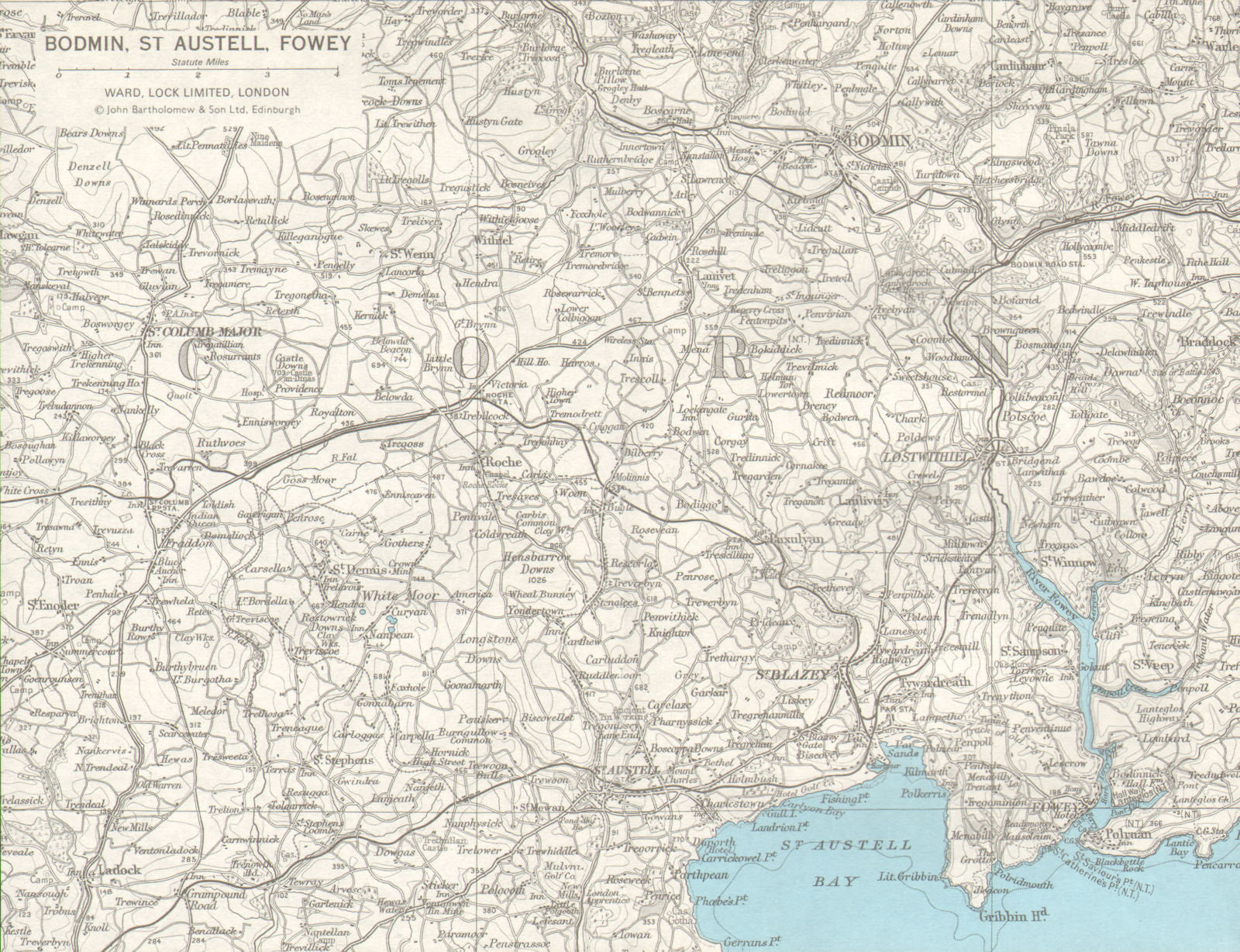 CORNWALL. Bodmin St Austell Fowey Lostwithiel St Columb. WARD LOCK 1971 map